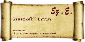 Szaszkó Ervin névjegykártya