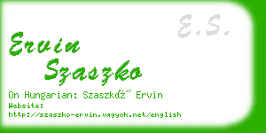 ervin szaszko business card